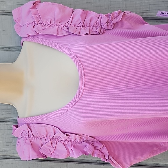 Old Navy Ruffled Mixed Fabric Tank Top Womens XXL New - Picture 3 of 12